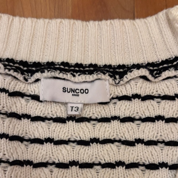 Sunoco Paris Women's White and Black Cardigan Sweater - Picture 2 of 8